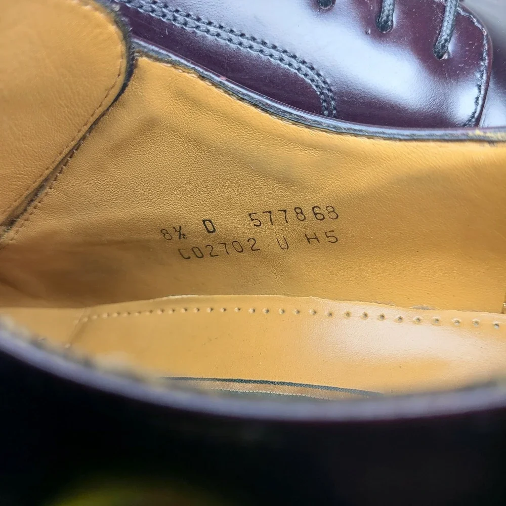 Cole Haan Mens Burgundy Leather Lace Up Cap Toe Derby Oxford Shoes Size 8.5D